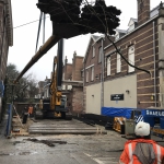 Aanvoeren CSM-materieel in centrum van Den Bosch