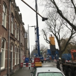 Aanvoeren CSM-materieel in centrum van Den Bosch