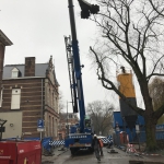 Aanvoeren CSM-materieel in centrum van Den Bosch