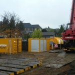 Aankomst nieuwe machine en materieel. Inrichten projectlocatie en opbouwen materieel.